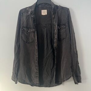 American Eagle Outfitters Charcoal Button-Up Shirt